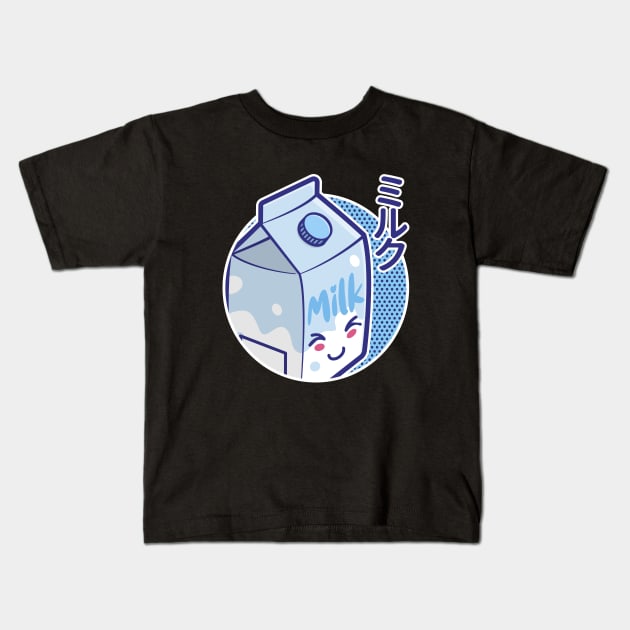 Cute Japanese Kawaii Milk Carton Kids T-Shirt by Hixon House